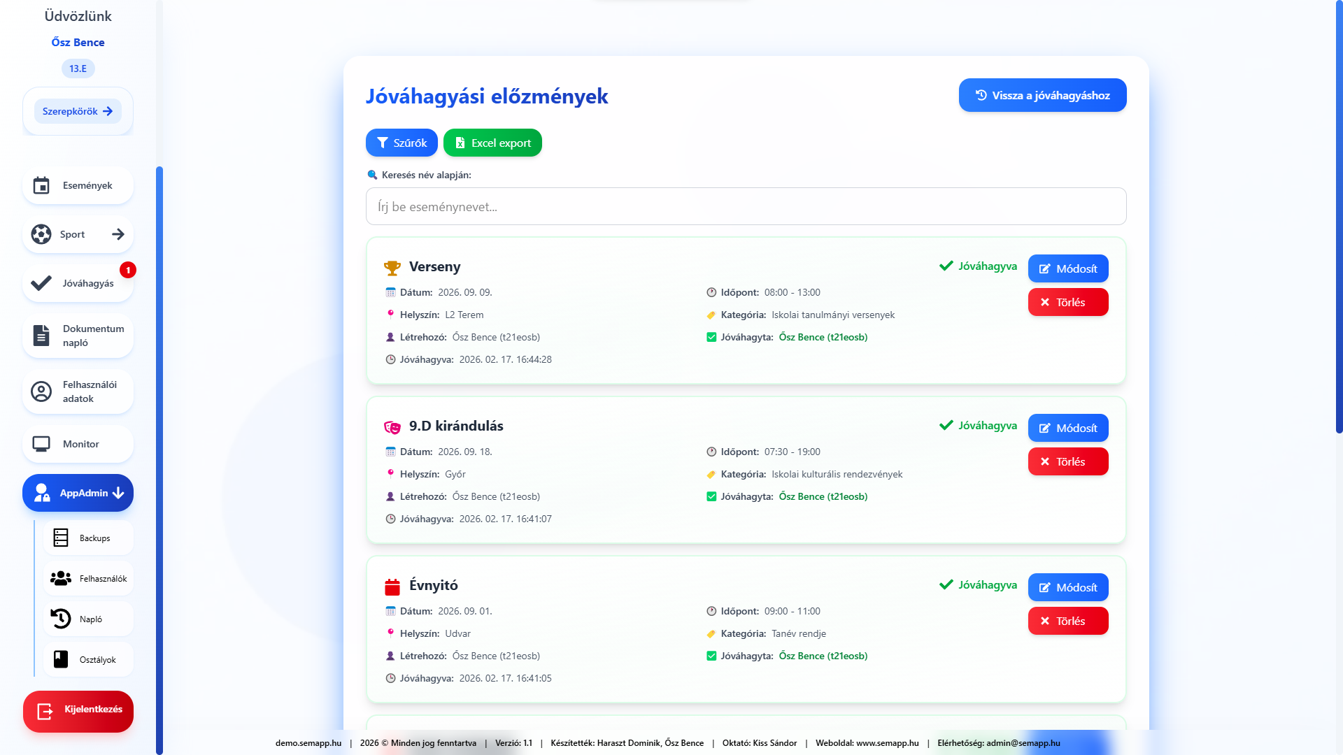 Jóváhagyási előzmények