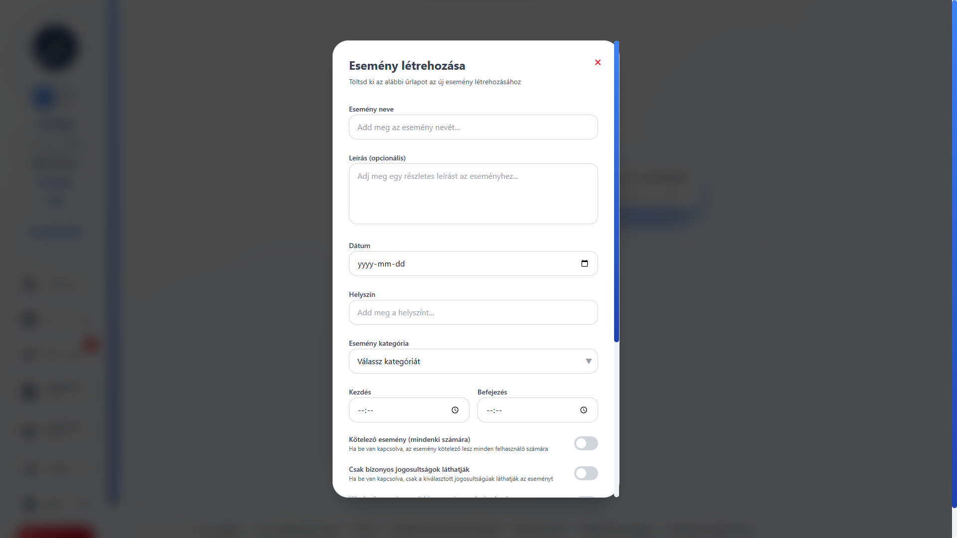 Esemény létrehozása